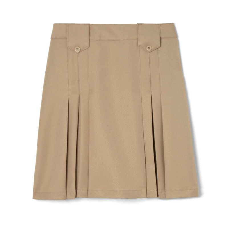 Above The Knee Front Pleated Skirt with Tabs