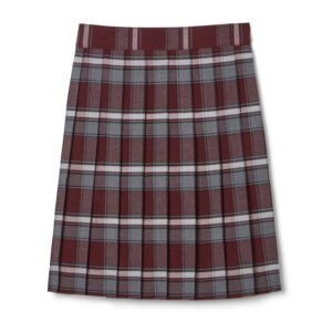 At The Knee Plaid Pleated Skirt