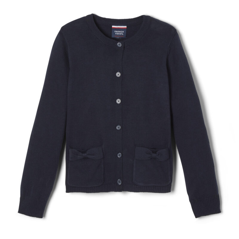 Crewneck Cardigan with Bow Pockets
