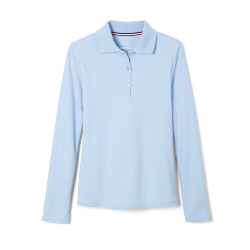 Long Sleeve Interlock Polo with Picot Collar