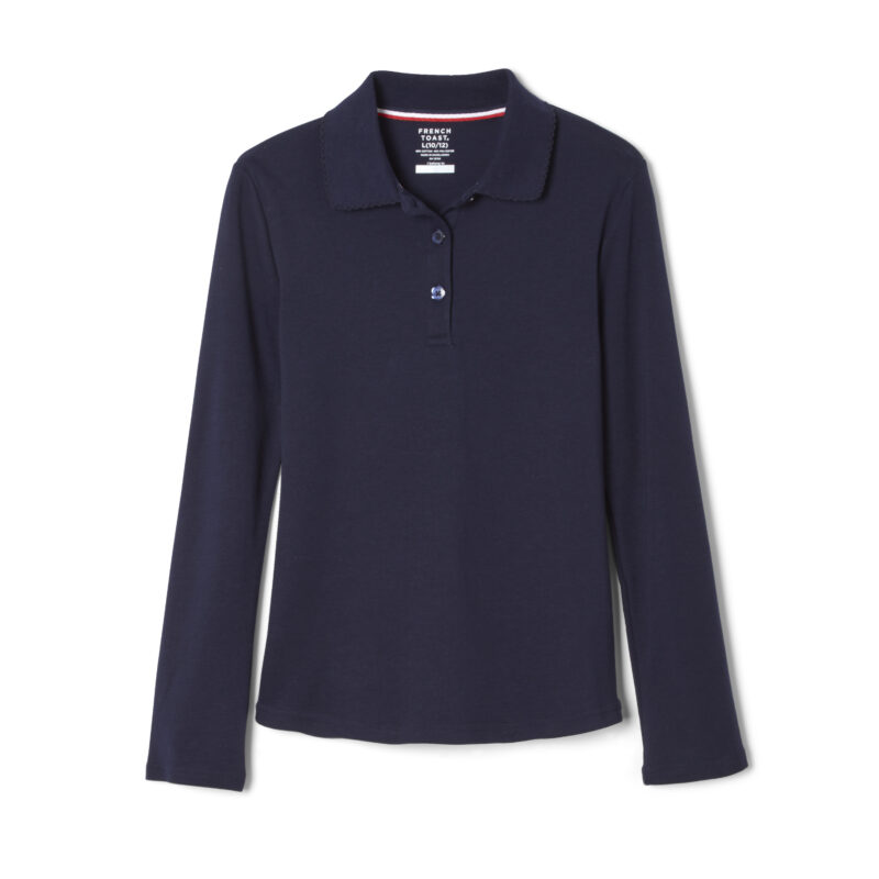Long Sleeve Interlock Polo with Picot Collar