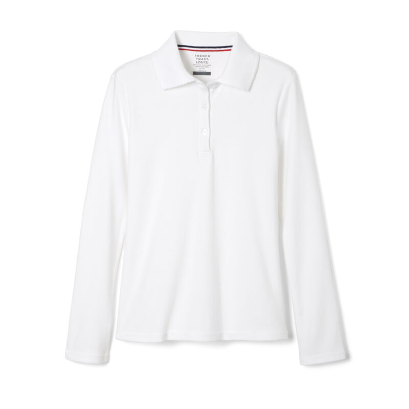 Long Sleeve Interlock Polo with Picot Collar Long Sleeve Interlock Polo with Picot Collar
