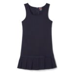 Pleated Twill Jumper with Ribbon Bow