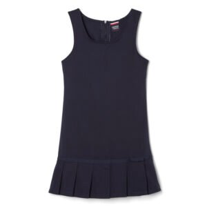 Pleated Twill Jumper with Ribbon Bow