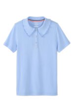 Short Sleeve Jersey Polo with Rhinestone Buttons