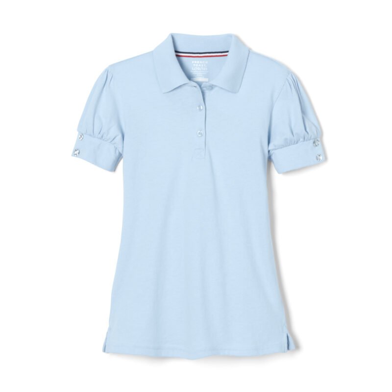 Short Sleeve Jersey Polo with Rhinestone Buttons
