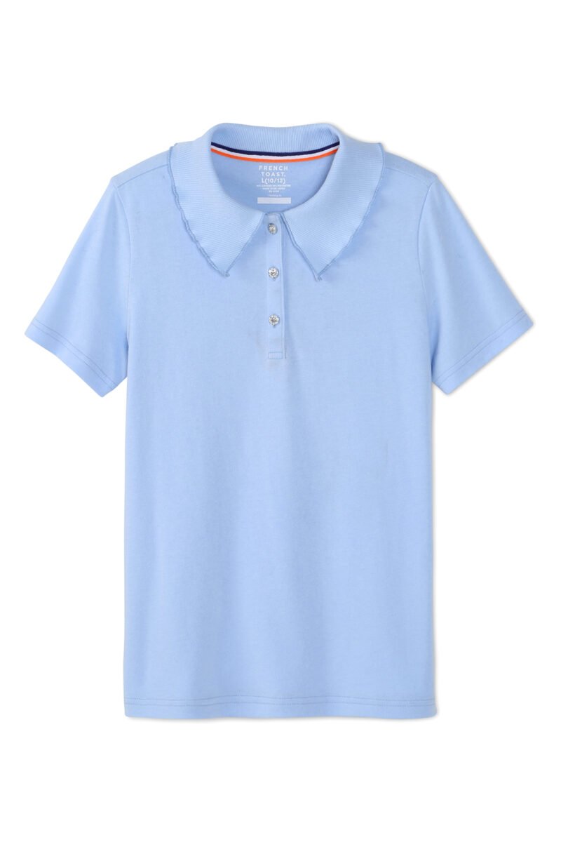 Short Sleeve Jersey Polo with Rhinestone Buttons