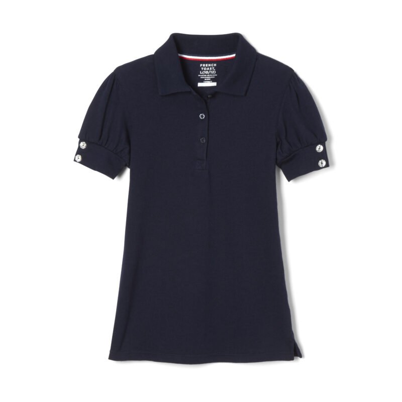 Short Sleeve Jersey Polo with Rhinestone Buttons