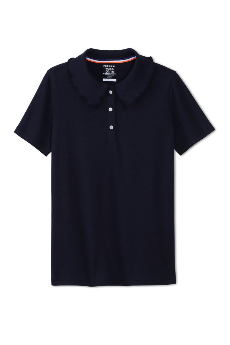 Short Sleeve Jersey Polo with Rhinestone Buttons