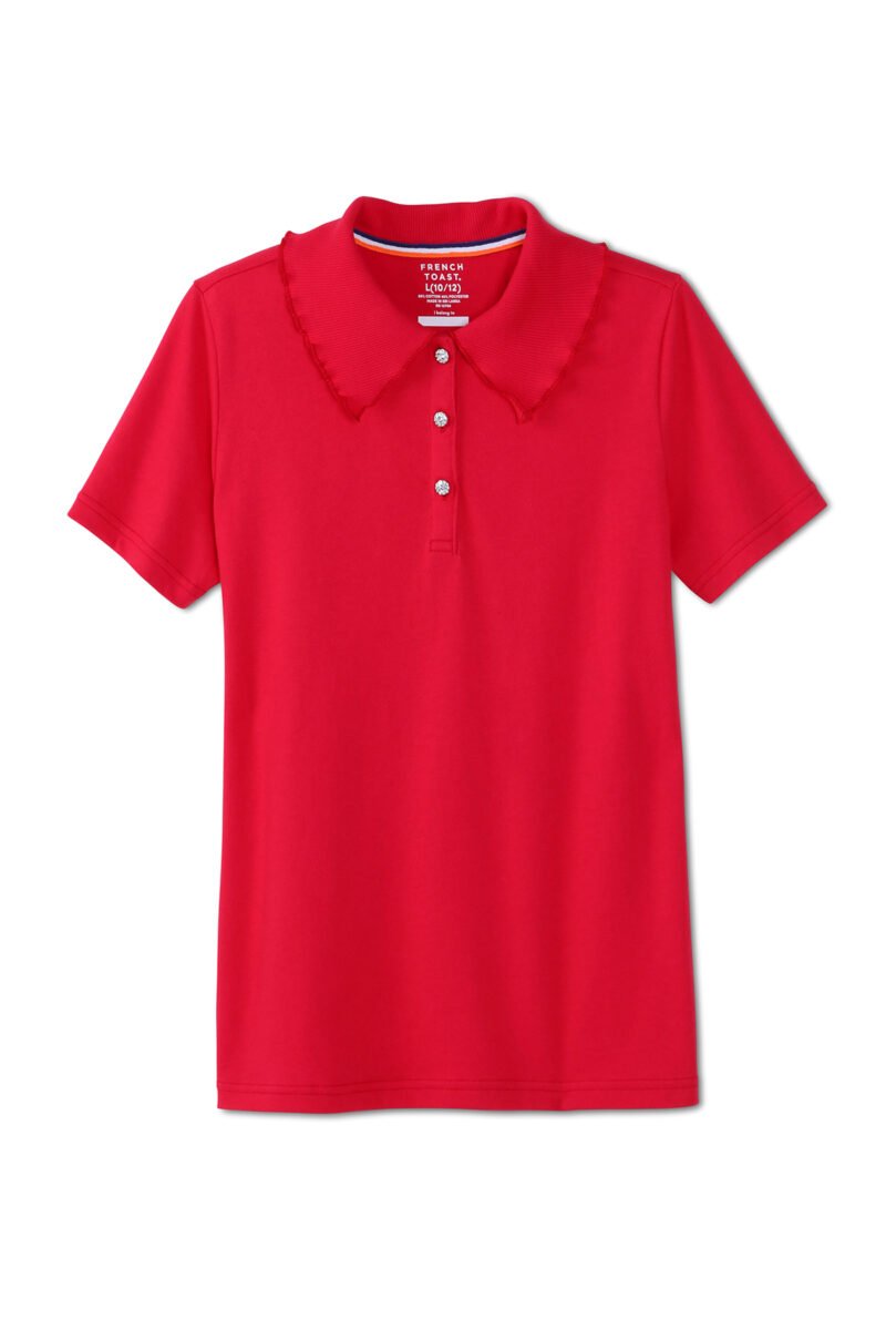 Short Sleeve Jersey Polo with Rhinestone Buttons