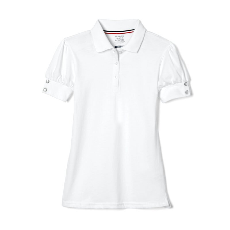 Short Sleeve Jersey Polo with Rhinestone Buttons Short Sleeve Jersey Polo with Rhinestone Buttons