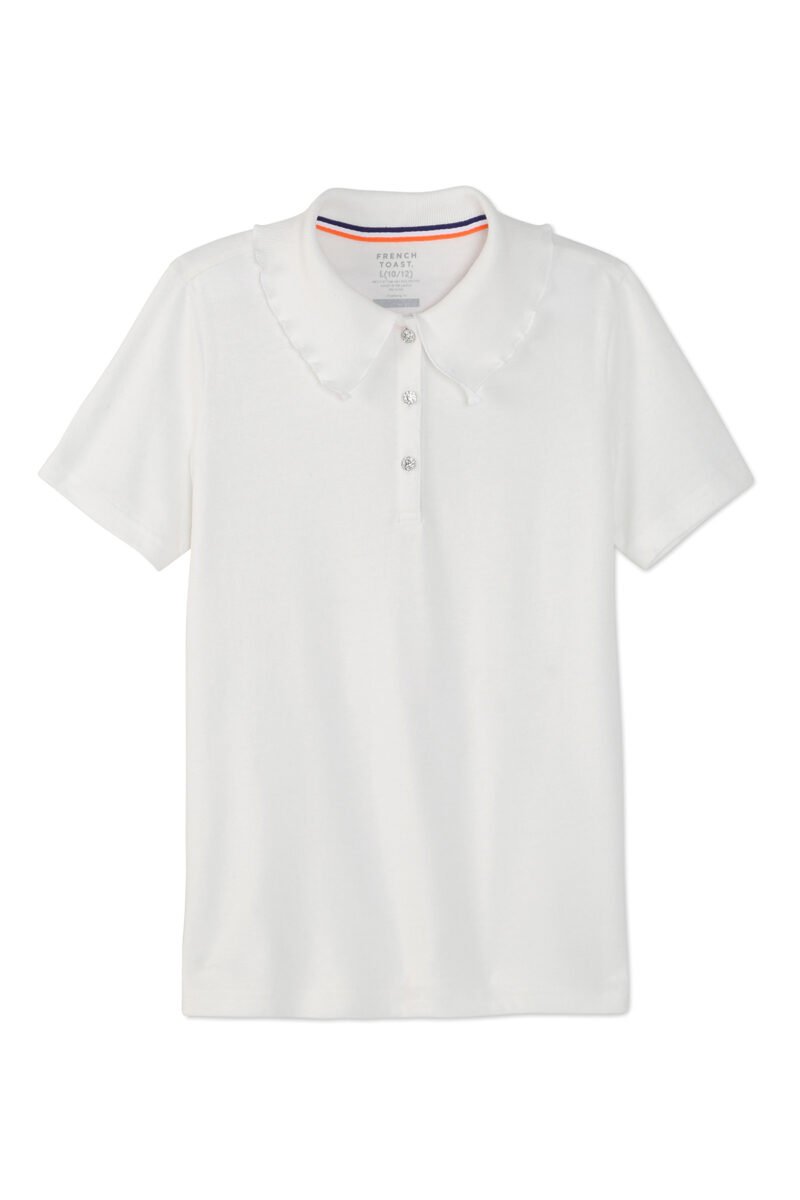 Short Sleeve Jersey Polo with Rhinestone Buttons Short Sleeve Jersey Polo with Rhinestone Buttons