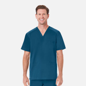Maevn-Men's Mesh Panel 3-Pocket V-Neck Top – EON 5308-Caribbean Blue