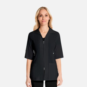 Maevn-Women's 1/2 Sleeve Contrast Trim Jacket – Smart 8802-Black (BLKP)