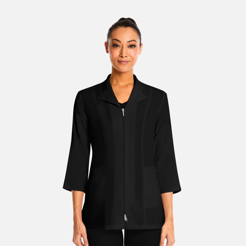 Womens-34-Sleeve-Zip-Lab-Jacket-–-Smart-8801-Black Maevn-Women's 3/4 Sleeve Zip Lab Jacket – Smart 8801-Black
