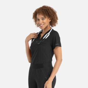 Maevn-Women's Banded V-Neck Top – Focus 20301-Black