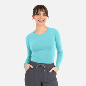 Maevn-Women's Basic Long Sleeve Underscrub Tee – BESTEE 6909-Aquamarine