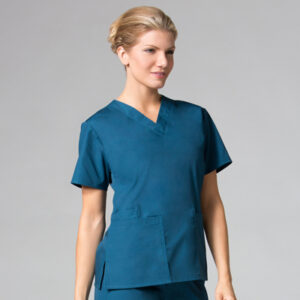 Maevn-Women's Classic V-Neck Top – Core 1016-Caribbean Blue