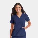 Maevn-Women's Contrast V-Neck Top – Matrix Impulse 4510-Navy / Navy
