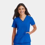 Maevn-Women's Contrast V-Neck Top – Matrix Impulse 4510-Royal Blue / Black