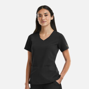 Maevn-Women's Curved V-Neck Top – Matrix Pro 3903-Black