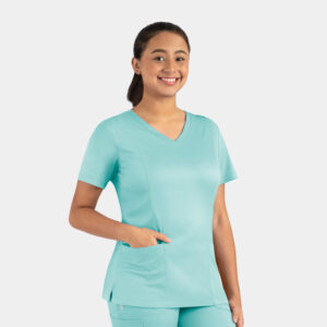 Maevn-Women's Double V-Neck Top – Matrix 3501-Aruba Blue