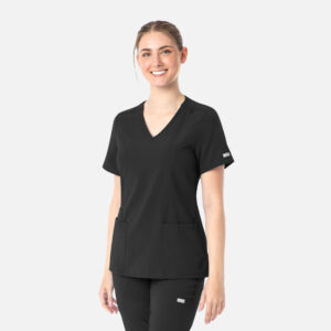 Maevn-Women's Double V-Neck Top – Momentum 5001-Black