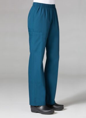 Maevn-Women's Full Elastic Waistband Cargo Pant – Core 9016-Caribbean Blue