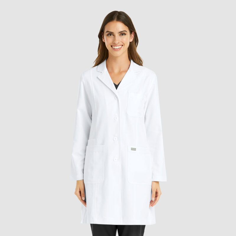 Womens-Full-Length-Lab-Coat-–-Momentum-Lab-Coats-5071-White Maevn-Women's Full Length Lab Coat – Momentum Lab Coats 5071-White