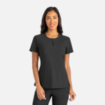 Maevn-Women's Gia Zip Round Neck Top – Embrace 2503-Black