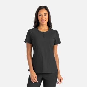 Maevn-Women's Gia Zip Round Neck Top – Embrace 2503-Black