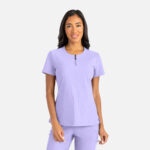Maevn-Women's Gia Zip Round Neck Top – Embrace 2503-MISTY LILAC
