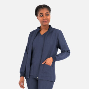Maevn-Women's Hi-Collar Warm Up Jacket – Matrix Pro 7091-Heather Navy