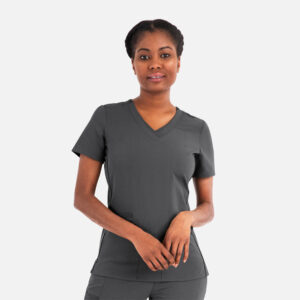 Maevn-Women's Layered V-Neck Top – Matrix Pro 3901-Heather Grey