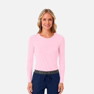 Maevn-Women's Long Sleeve Under Scrub Tee – Knit 6809-Blush Pink