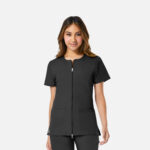 Maevn-Women's Mesh Panel Short Sleeve Zip Front Jacket – EON 8728-Black