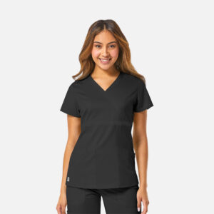 Maevn-Women's Mock Wrap Top with Empire Waist – EON 1748-Black