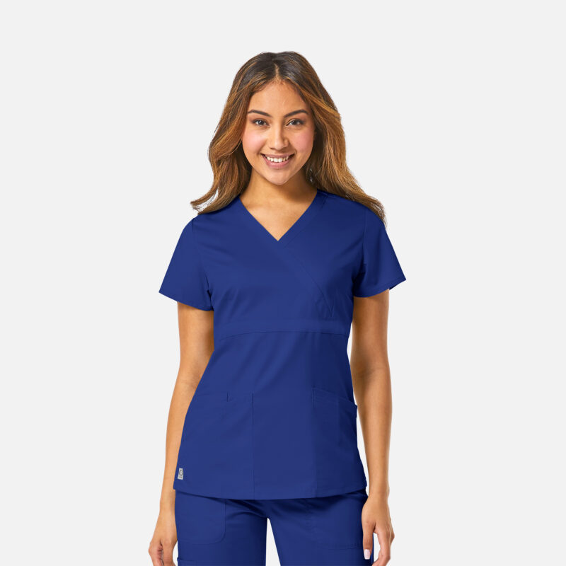 Maevn-Women's Mock Wrap Top with Empire Waist – EON 1748-Galaxy Blue