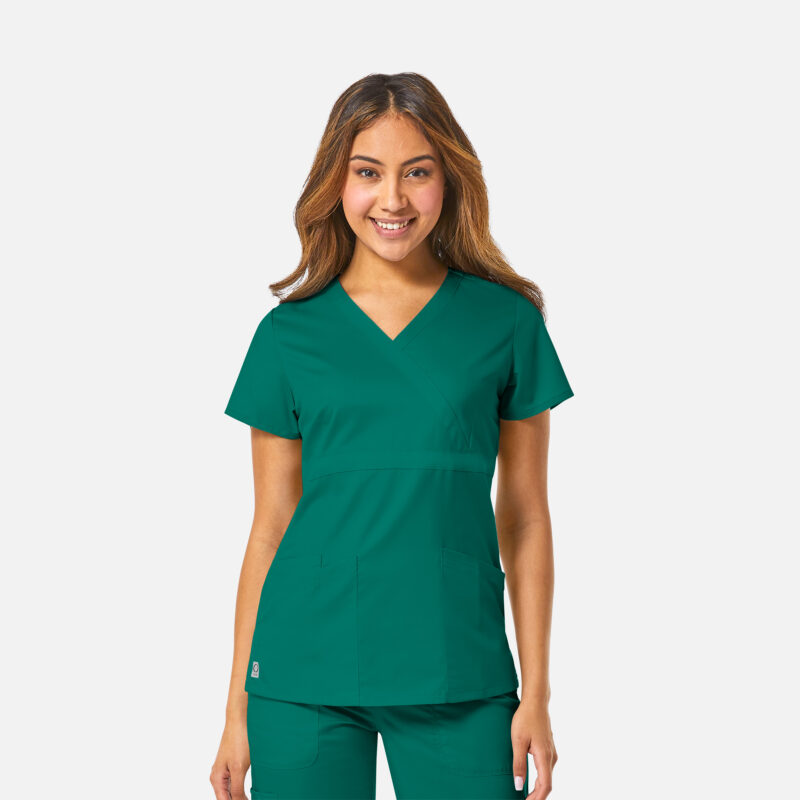 Maevn-Women's Mock Wrap Top with Empire Waist – EON 1748-Hunter
