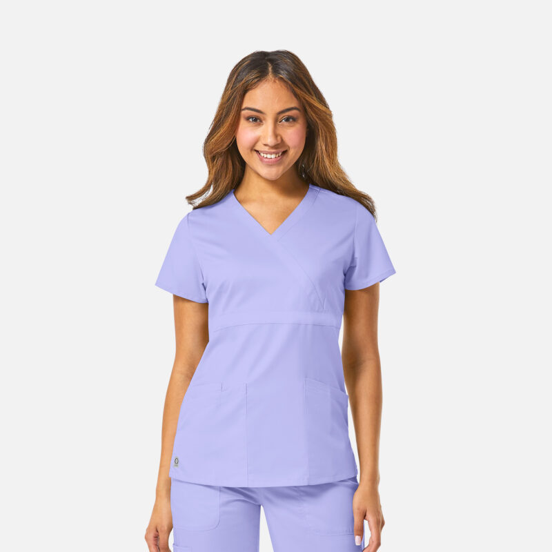 Maevn-Women's Mock Wrap Top with Empire Waist – EON 1748-Lavender