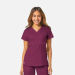 Maevn-Women's Mock Wrap Top with Empire Waist – EON 1748-Wine