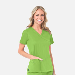 Maevn-Women's Mock Wrap Top – Blossom 1102-Apple Green / Navy