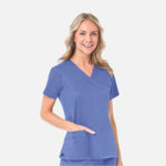 Maevn-Women's Mock Wrap Top – Blossom 1102-Ceil Blue / Navy