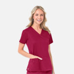Maevn-Women's Mock Wrap Top – Blossom 1102-Crimson / Light PInk