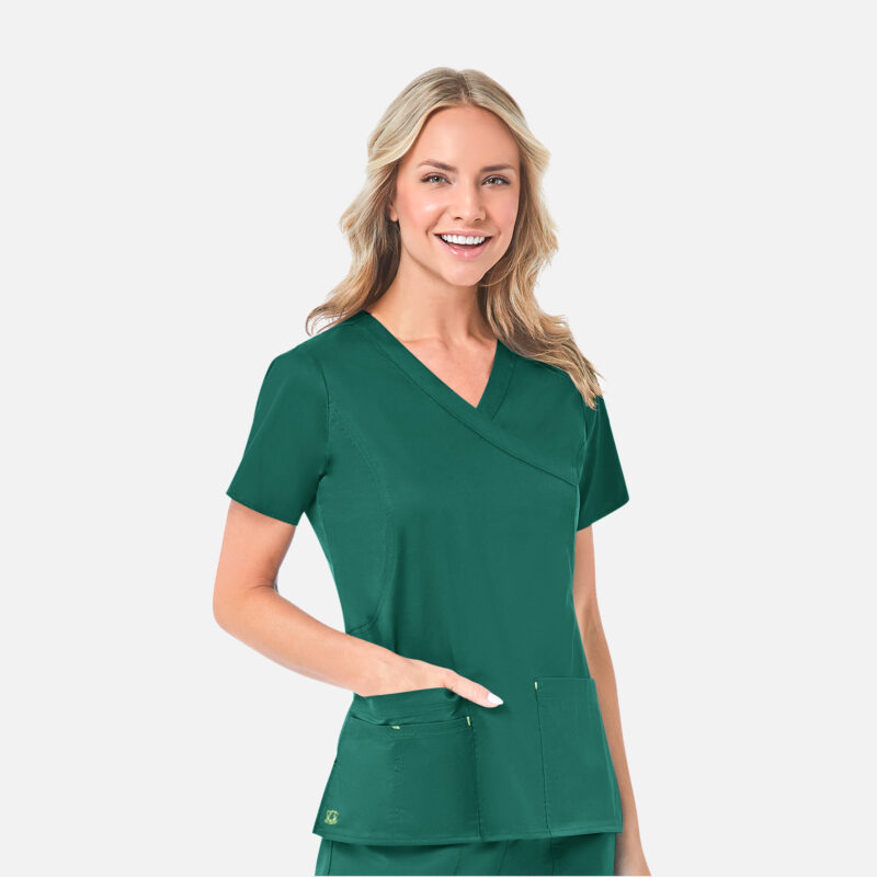 Maevn-Women's Mock Wrap Top – Blossom 1102-Hunter / LIght Green