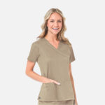 Maevn-Women's Mock Wrap Top – Blossom 1102-Khaki / Charcoal