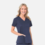 Maevn-Women's Mock Wrap Top – Blossom 1102-Navy / Ceil Blue