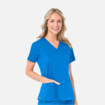 Maevn-Women's Mock Wrap Top – Blossom 1102-Pacific Blue / Yellow