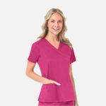 Maevn-Women's Mock Wrap Top – Blossom 1102-Passion Pink / Pacific Blue
