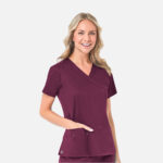 Maevn-Women's Mock Wrap Top – Blossom 1102-Wine / Silver